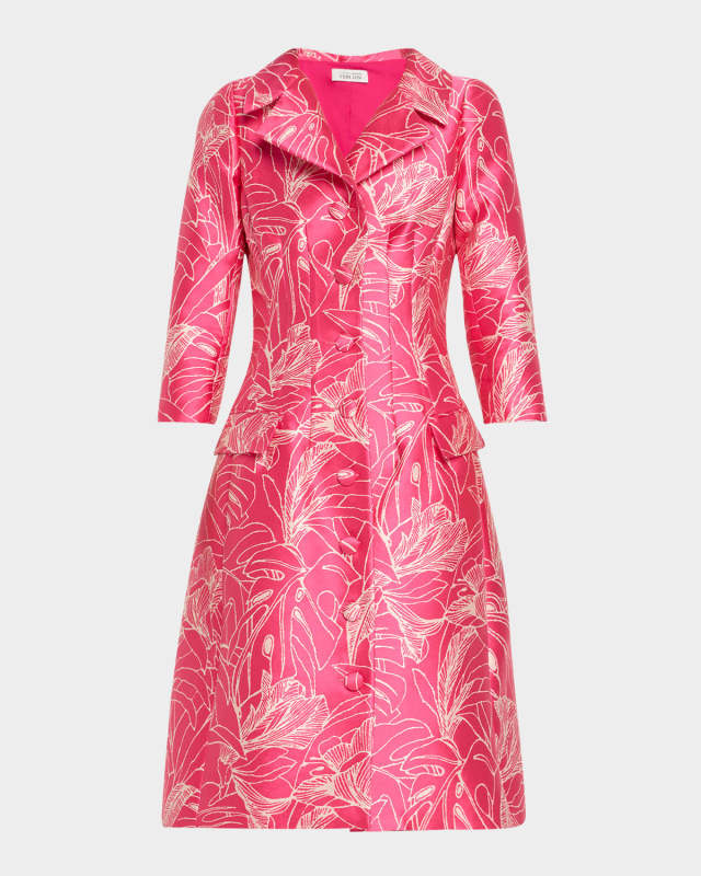 Botanical Jacquard Coat Dress